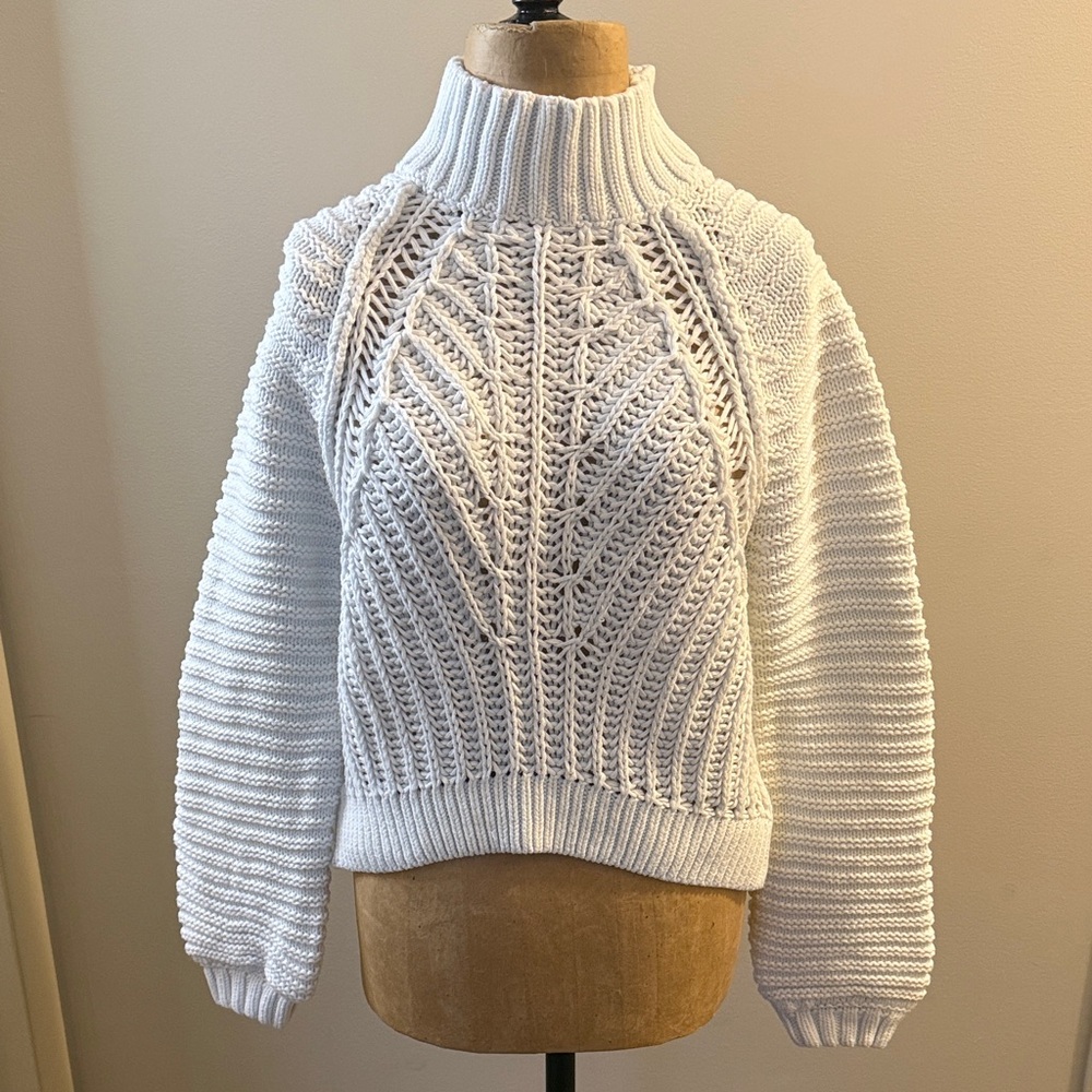 Free People whiteCable Knit Turtleneck Sweater